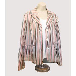 Cato Striped Jacket XL Brown Pink Blue Multicolor Long Sleeve Cotton Blend